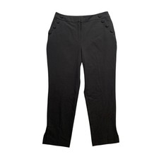 New York  Company Pants Womens 12 Black Button Details Pockets Cropped Trousers