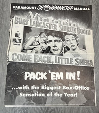 Vintage 1953 Paramount Showmanship Manual Come Back Little Sheba Pressbook
