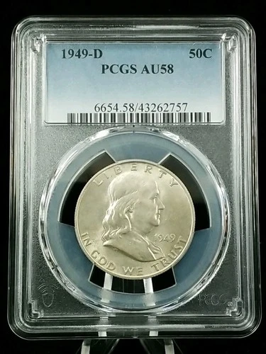 1949-D 50C FRANKLIN HALF DOLLAR PCGS AU 58 #7201
