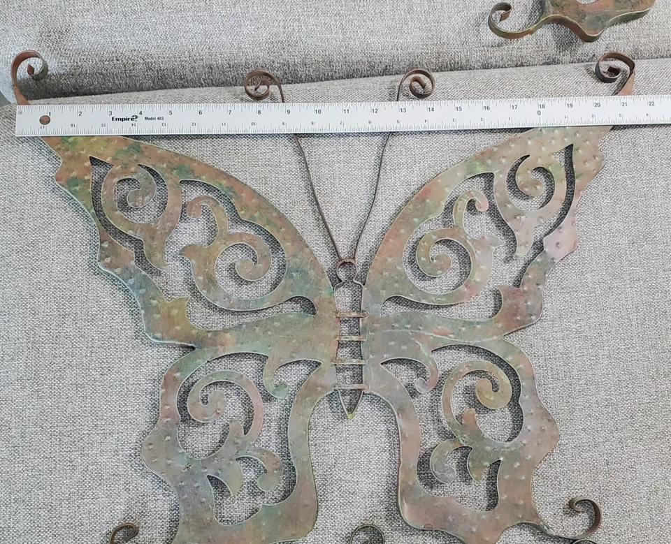 Juego de 3 arte de pared de mariposa de metal grande rústico 22"x17" Foto 2 de 4