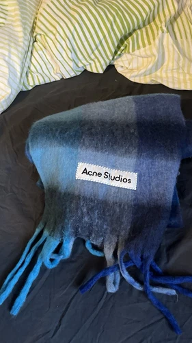 Sciarpa di design originale autentica Acne Studios blu blu sciarpa acne
