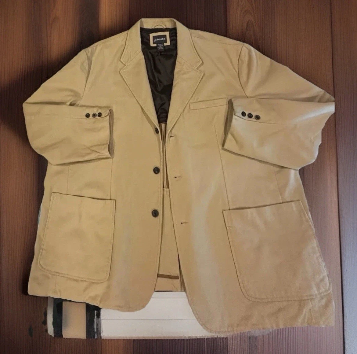 ST. JOHNS BAY Classic Cotton Tan Khaki Blazer/Jacket/Coat Preppy Casual Men’s XL