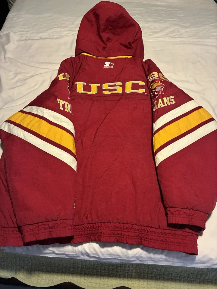 Vintage USC Trojans Starter Jacket Full Zip Hooded Puffer College NCAA Size 2XL - Image 2 of 4