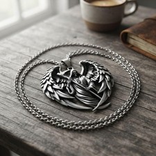 Mens Gothic Skull Wings Reaper Pendant