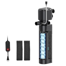 25W UV Aquarium Filter, 200 GPH Pump with Timer for 20-75 Gal Tanks black