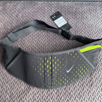 Nike Running Belt Waist Pack Black Volt Green Zipper Pocket Adjustable