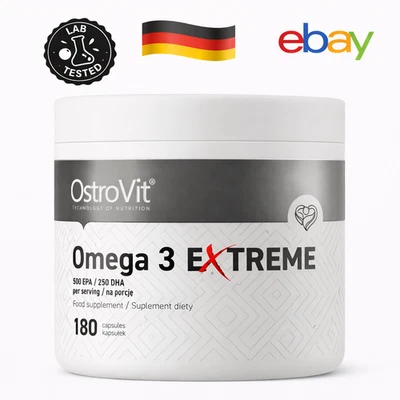 OstroVit Omega 3 Extreme 180 Softgel Fischoel EPA DHA Herz Gehirn Sehen Sardelle - Bild 1 von 4