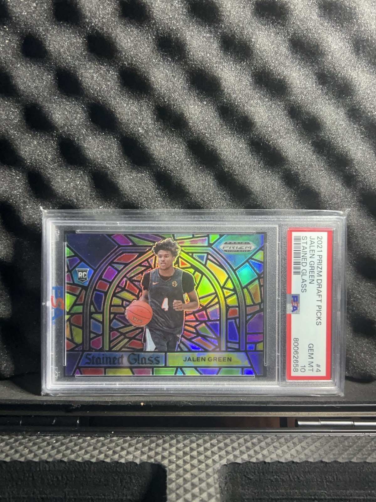 2021-22 Panini Prizm Draft Picks Jalen Green RC #4 Stained Glass SSP PSA 10