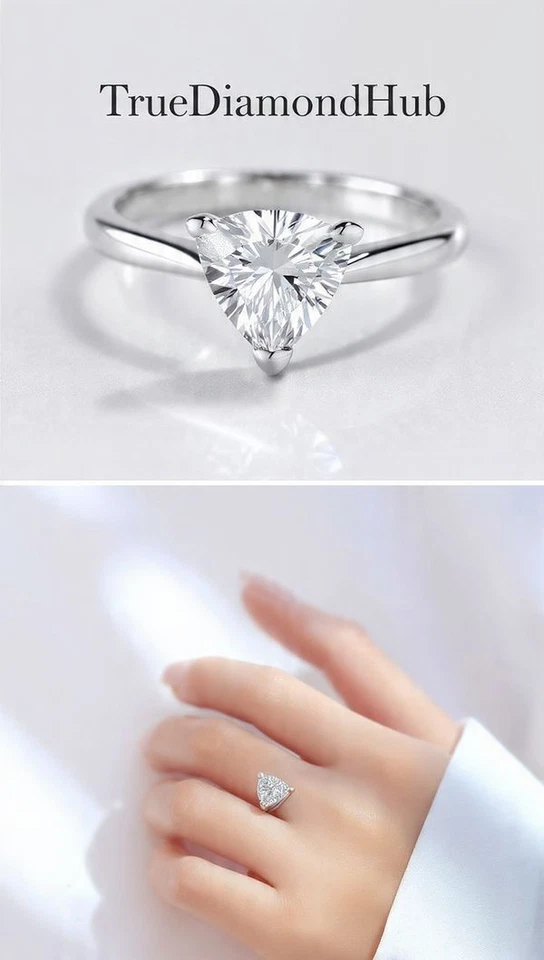 ✨ 2 Ct Natural Certified White Diamond Silver Ring Elegant Design Truediamondhub - Image 2 of 4