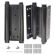 Pair of 8" Black Heavty Duty Double Action Spring Hinges, Self Closing Door H...
