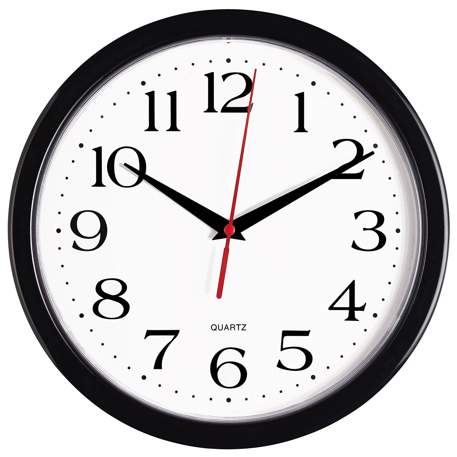 Black Wall Clock Silent Non Ticking 10 Inch Quality Quartz B