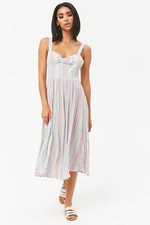 Forever 21 Colorful Striped Sundress Medium Sleeveless Vacation Travel Boho
