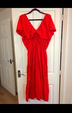 George Coral V-Neck Flutter Short Sleeve Maxi Dress Size 24 Plus