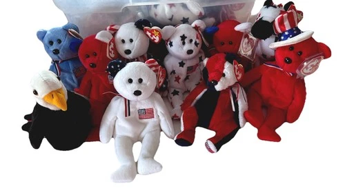 Ty Assorted USA Beanie Babies Including An Eagle with Tags Lot of 10 Retired VTG