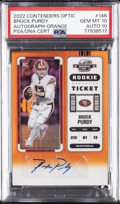 2022 CONTENDERS OPTIC AUTO-ORANGE #146 BROCK PURDY 11/50 PSA 10 AUTO 10
