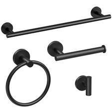 Matte Black Towel Bar Set, 24 Inch Bathroom Hardware Set, Wall Mounted Bathro...