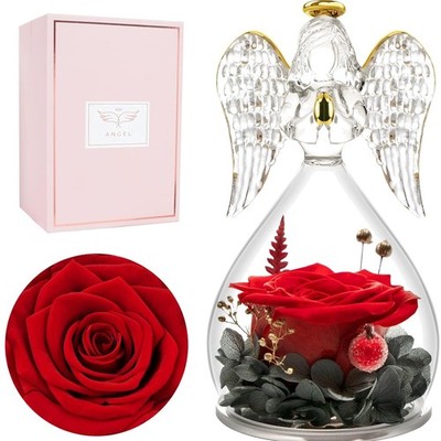 Ewige Rose Geschenk für Frauen Engel Figur Valentinstag Muttertag Geschenkidee