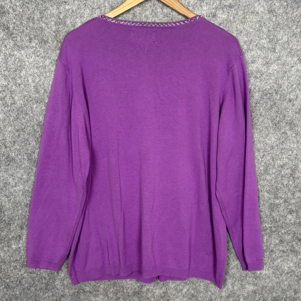 VTG Bob Mackie Wearable Art Beaded Dragonfly Cardigan Sweater Women 1X Sparkly - Image 3 of 4