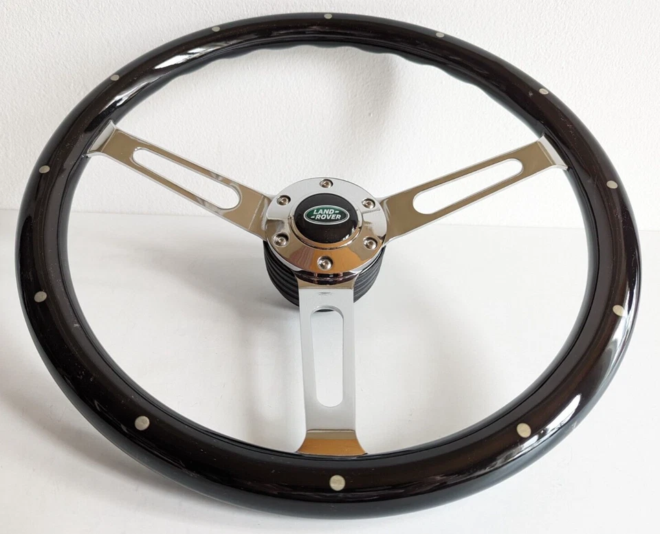 Volante negro madera cromo apto para Land Range Rover 1986-1987 Foto 2 de 4