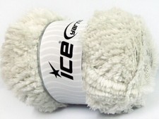 Owl Light Gray Panda Fuzzy Plush Yarn 100 Gram, 87 Yards Ice 58812 Short Eyelash