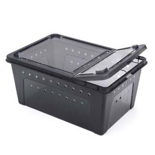 Black Clear Plastic Small Pet Invertebrate Terrarium Vented Tarantula Enclosure