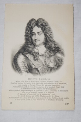 PHILIPPE D'ORLEANS FILS DU FRERE DE LOUIS XIV PORTRÄT CPA VELIN R1881