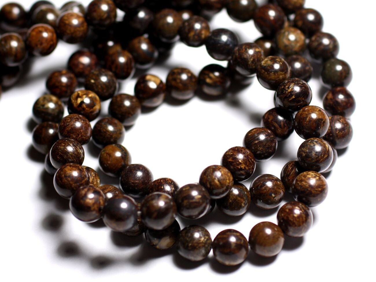 Perles de bronzite véritable en boules 12mm de qualité supérieure pour joaillerie artisanale