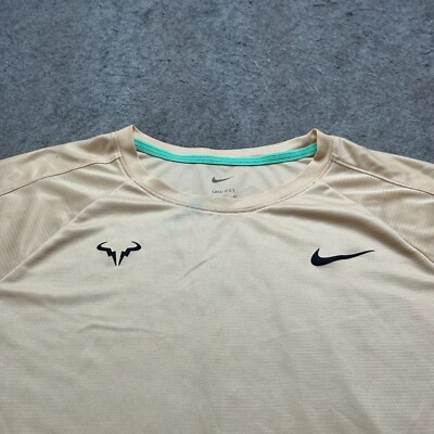 Nike Rafa Challenger Tennis Top Shirt Men XL Gold Rafael Nadal