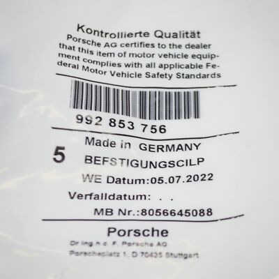 PORSCHE 911.991.992T Halteklammer für Seitenteilverkleidung 5 x