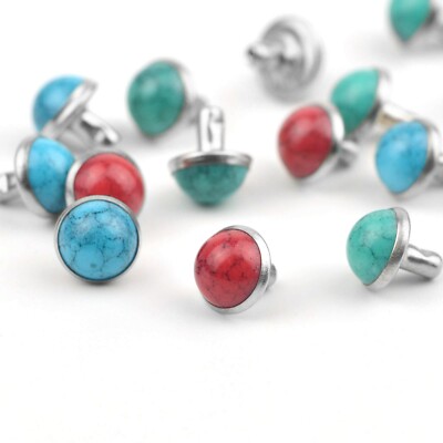 40pcs Resin Dome Studs Rivets for Handmade Leather Crafts Collar Embellishment