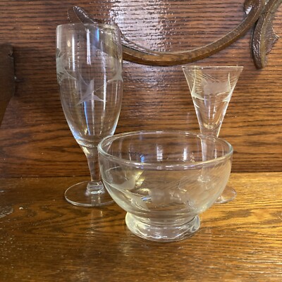 Etched Wheat Pattern Glassware Vintage Various Piece, You Pick!