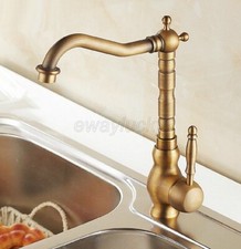 Antique Brass Bathroom Kitchen Vanity Sink Swivel Mixer Tap Basin Faucet wsf012