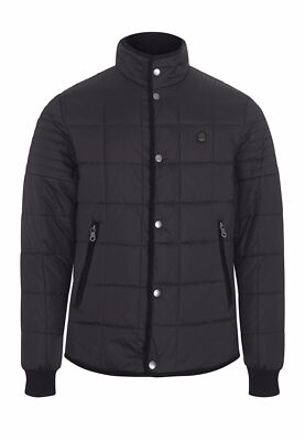 Mens Merc London Smart Quilted Bomber Fashion Jacket Briar - Black