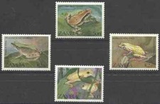 Timbres Batraciens Grenouilles Zambie 457/60 ** (40428)