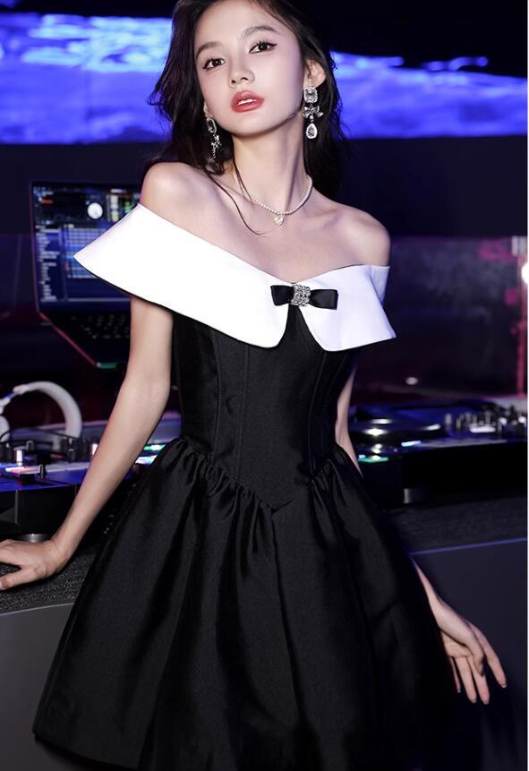 Floerns Women's Off Shoulder Colorblock Dress – Short Sleeve A-Line Mini Dress With Bowknot | Party & Casual Wear - View #11