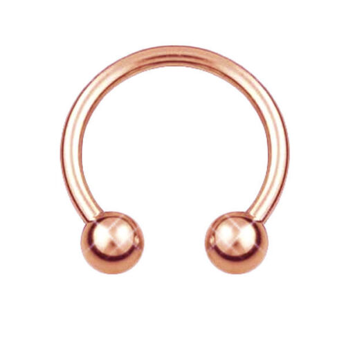 16G 5/16" ROSE GOLD STEEL BALL HORSESHOES RING TRAGUS ROOK NOSE SEPTUM DAITH LIP - Picture 1 of 4