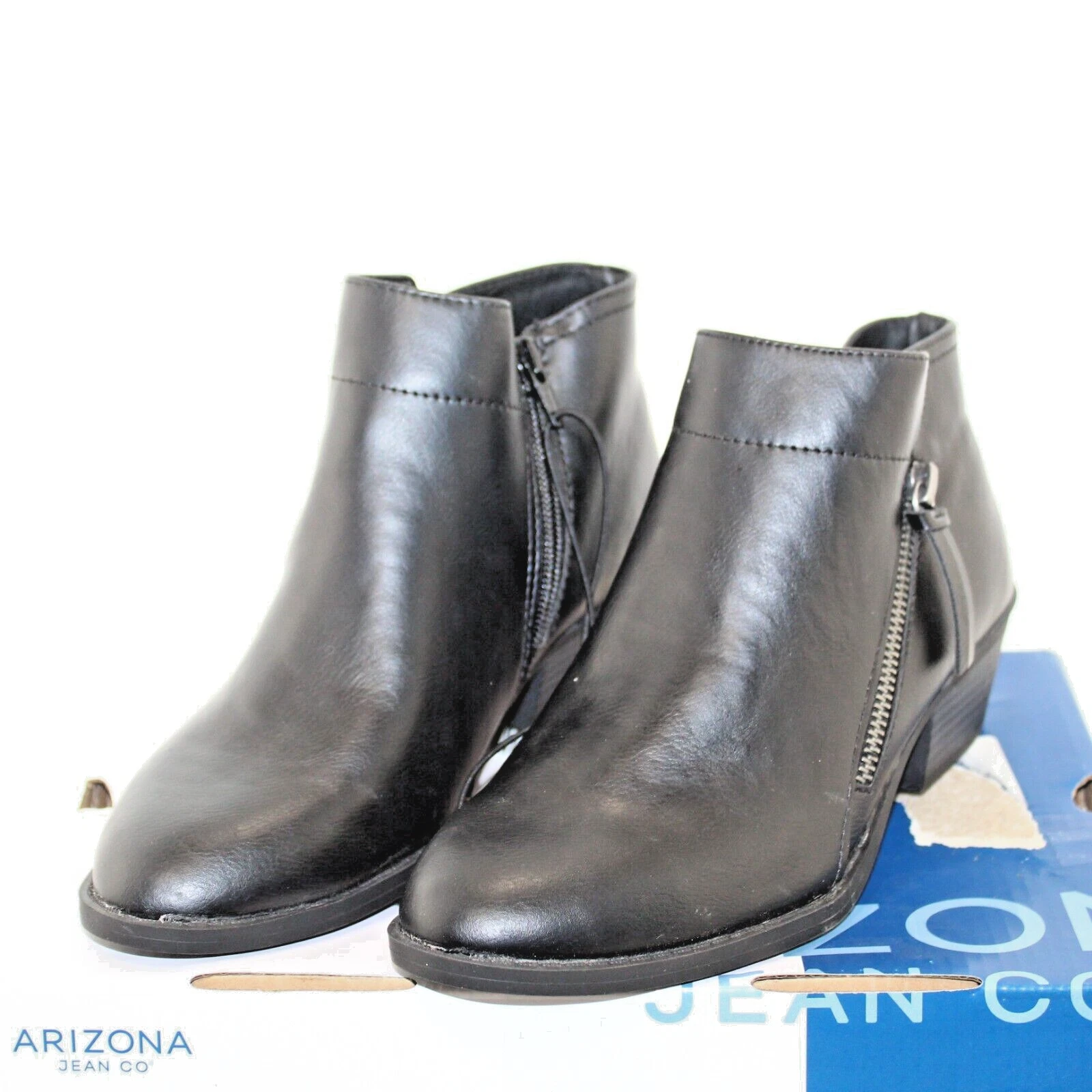 ARIZONA womens CADMAN zip up ankle boots shoe size 8.5 M black faux leather NEW