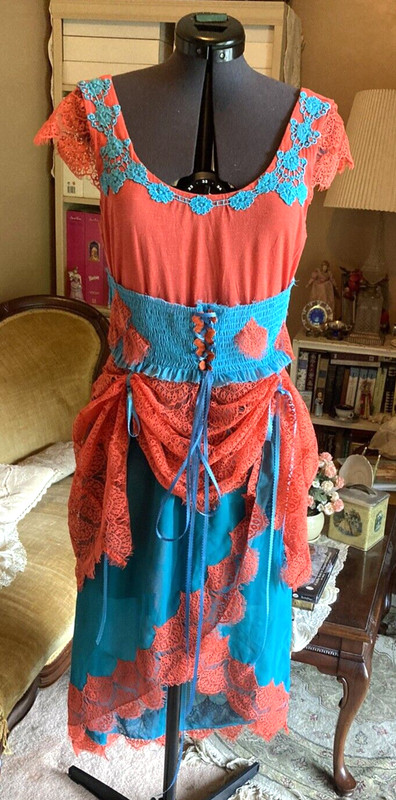 Renaissance Medieval Victorian Fantasy Upcycled Dress Fairy Fun Sprite Costume M