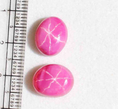 18.10 Ct Loose Gemstone Natural 6 Rays Red Star Ruby Oval Cabochon Pair Gemstone