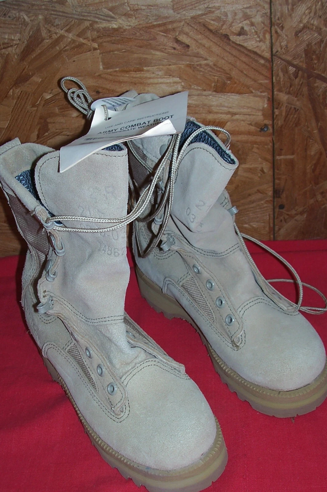 Mens Size 2 Wellco Boots Tan Leather Nylon Army Combat Hiking Camping Hunting US