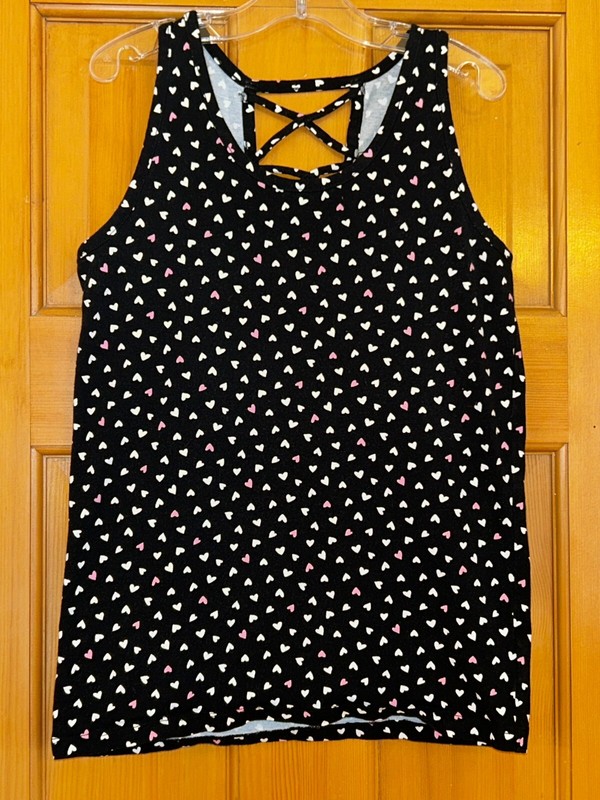 EUC Girls' Size Large (10/12) Old Navy Black Tank Top with Hearts