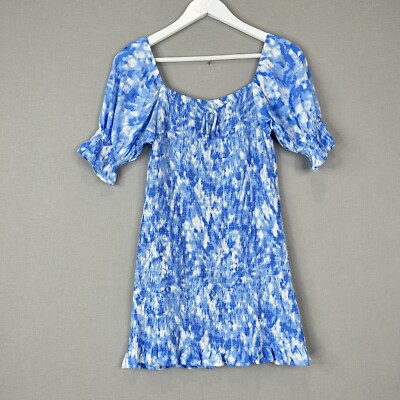 Faithfull The Brand Womens Dress 4 Blue Magnolia Tie Dye Smocked Coastal  Resort | eBay