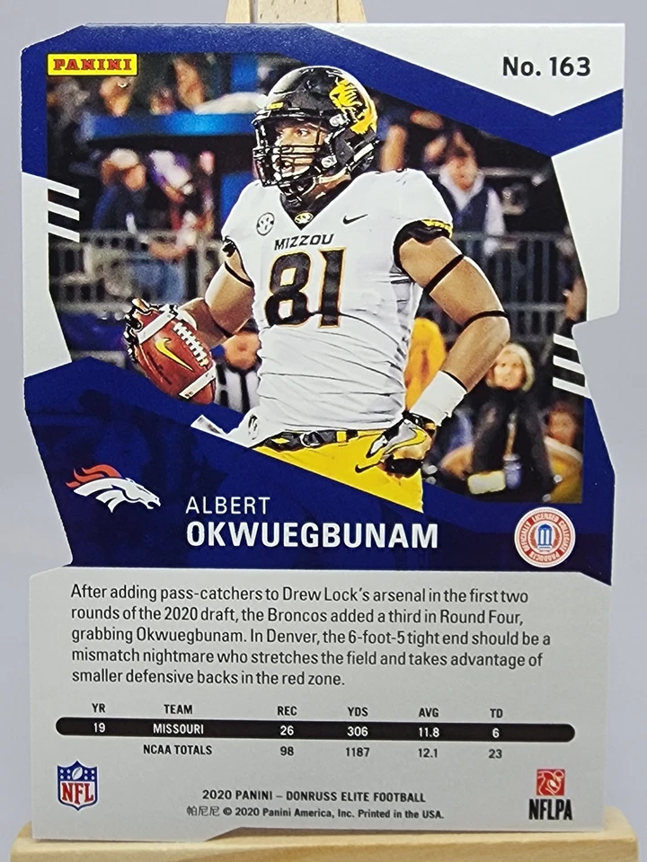 Albert Okwuegbunam 2020 Donruss Elite Aspirations Die Cut #163 01/24 RC Broncos - Image 2 of 2