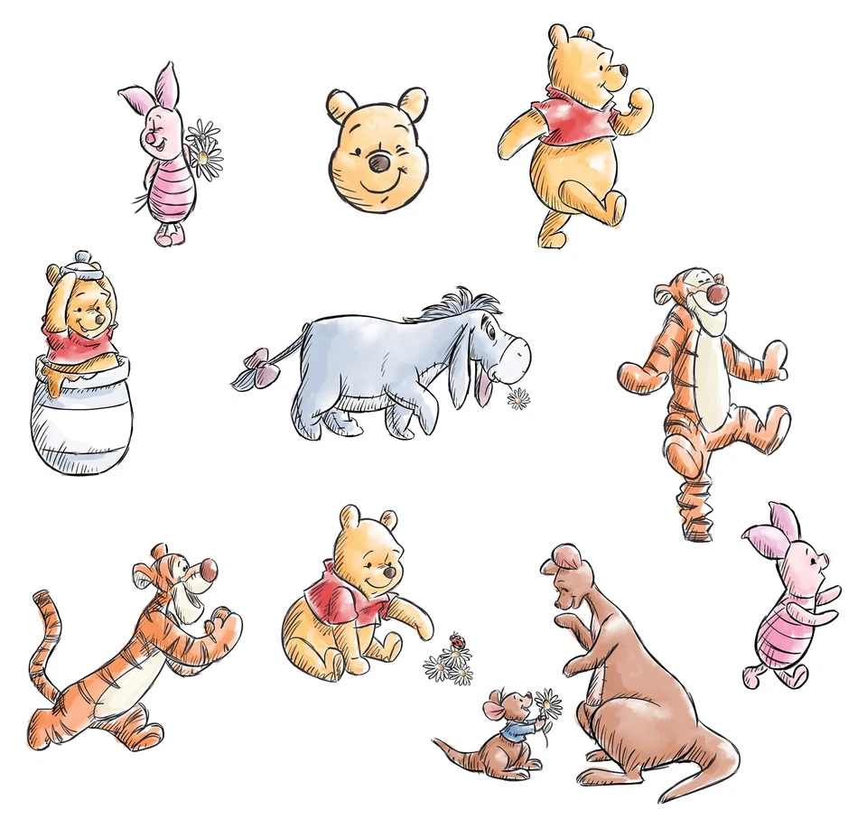 Winnie The Pooh Characters Set Wall Sticker Decal Kids Decor Art Kids WTP26 - Image 3 of 3
