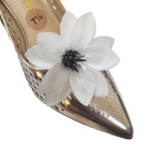 White Color Flower Clips for Shoes 2 piece , Shoe Clips, Shoe Accessories