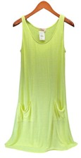 FRESH PRODUCE Neon Green Tan Stripped Dress Aline Women Size L NWT