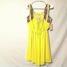 Gianni Bini Women's Yellow Embroidered Tank Sheer Chiffon Dress Size Small -New