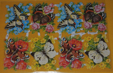 1x Poesiebilder Oblaten Schmetterlinge 7143 Glanzbilder bunt Blumen 
