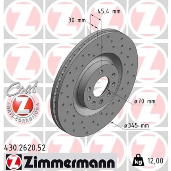 Zimmermann 2X Bremsscheibe Vorne Ø345 Mm FüR Saab 9-3 Cabriolet YS3F 2.0 T 2.8-image