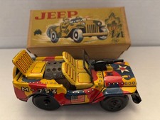 Vintage Military JEEP Tin Friction Toy by TN Japan w box